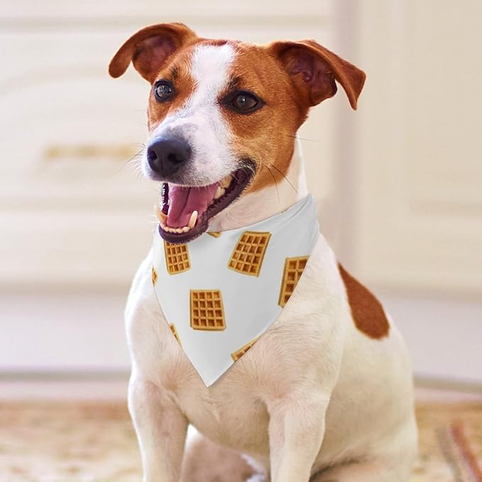 Lightweight Washable Pets Casual Fashion Scarf, Adjustable Comfy Brown and Yellow Waffles Handkerchief for Wedding, Party, Daily Use