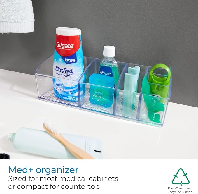 iDesign Medicine Cabinet Organizer - Clear Plastic Bathroom Storage for Vitamins, Makeup, or Toiletries