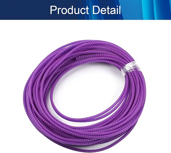 Jutagoss PET Expandable Braided Cable Sleeve, 32.8ft - 1/8 inch Purple Cable Management Sleeve, Wire Loom Tube Cord Protector for USB Cable, Power Cord, Audio Video and More, 1Pc