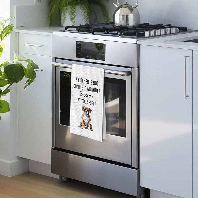 Boxer Dog Dish Towels - Funny Gifts Decorative Waffle Weave Kitchen Hand Tea Towels (1624 Inches)