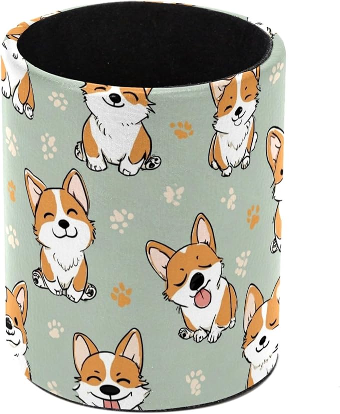 Cute Corgi Pen Holder, Pencil Cup Marker Brush Holder Desk Storage Case, Desktop Organizer for School Office Home Supplies