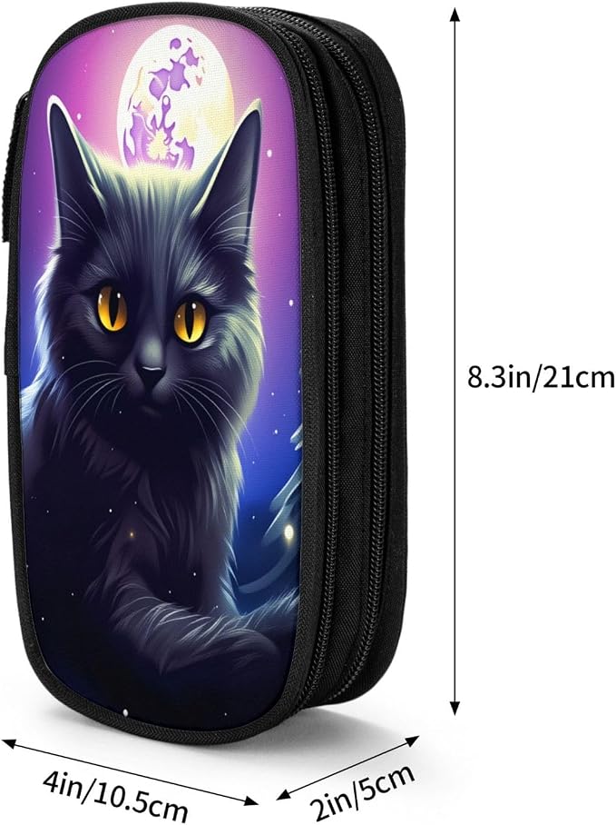 Animal Pet Cat Pencil Pouch, Oxford Cloth Pen Case With Double Zipper Compartments, Portable Stationery Organizer For Office Supplies, Travel Accessories Makeup Items