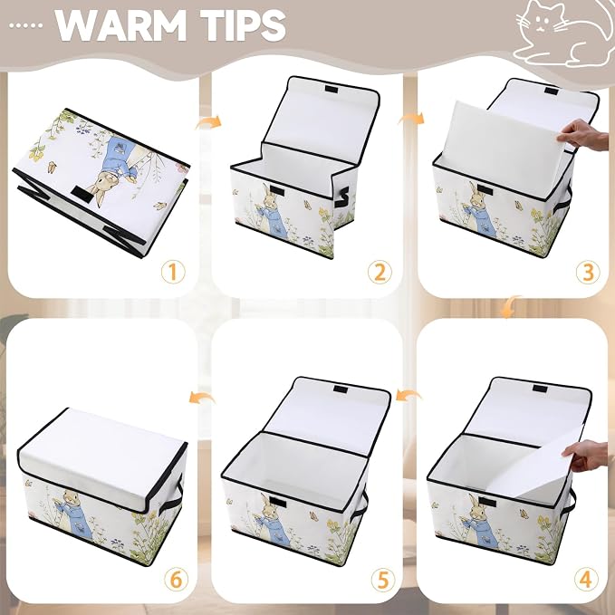 Stackable Storage Bins with Lids,Closet Organizers Fabric Box for Home and Office,Blanket Clothes Organizers,Under Bed Storage Containers 3 Pack