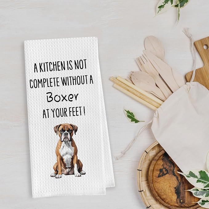 Boxer Dog Dish Towels - Funny Gifts Decorative Waffle Weave Kitchen Hand Tea Towels (1624 Inches)