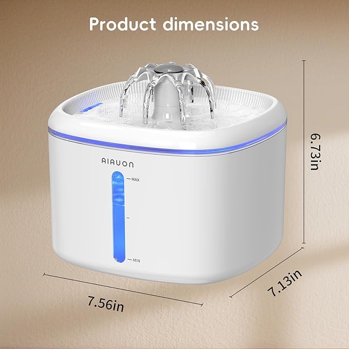 Cat Water Fountain,84oz/2.5L Pet Cat Fountain – Ultra Quiet Upgraded Automatic Pet Water Dispenser with 8 Replaceable Filters, Indoor Cat & Dog Drinking Bowl