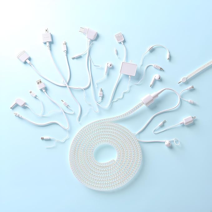 Spiral Cable Protector,Chargers Data Cable Protect Sleeve,Headphone Cable Saver for Phone Earphone USB Data Cableor for Prevent Pets from Biting The Cable Sleeves Cord Management (Laser White)