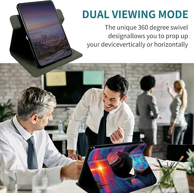 Case for Samsung Galaxy Tab A 8.0" 2017 SM-T380/T385, 360 Degree Rotating Stand with Multi-Angle Vertical & Horizontal Viewing Shockproof Protective Shell for Women Men, Sunset Dragon