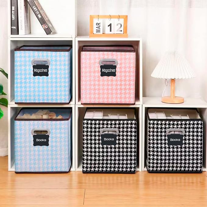 Reusable Storage Bin Labels - Clip On Closet & Basket Holder with 2 White Chalk Labels