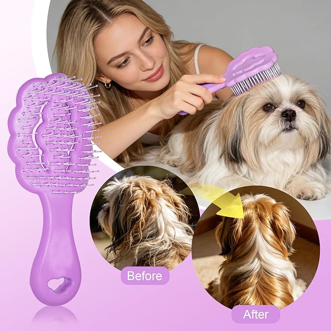 Cloud Shape Small Dog Grooming Brush - Perfect for Shih Tzus, Yorkies, and Maltipoos - Ideal Puppy Hair Brushes for Maltese and Small Breeds (Purple)
