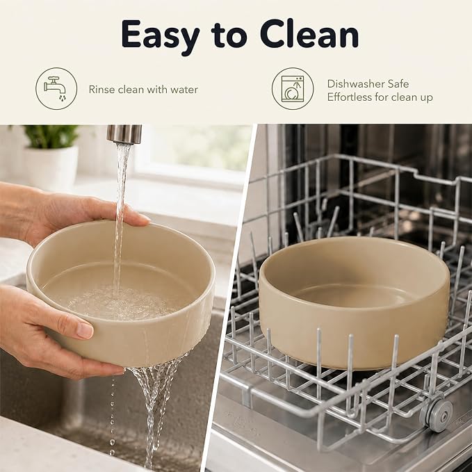 Havniva Ceramic Dog Bowls Elevated, Raised Dog Food Bowl for Small Dogs | 8.3” Elevated Dog Bowls, Non-Slip Wood Stand, Dog Food and Water Bowl Set, Dog Feeding Dish, Large Capacity Pet Water Bowl