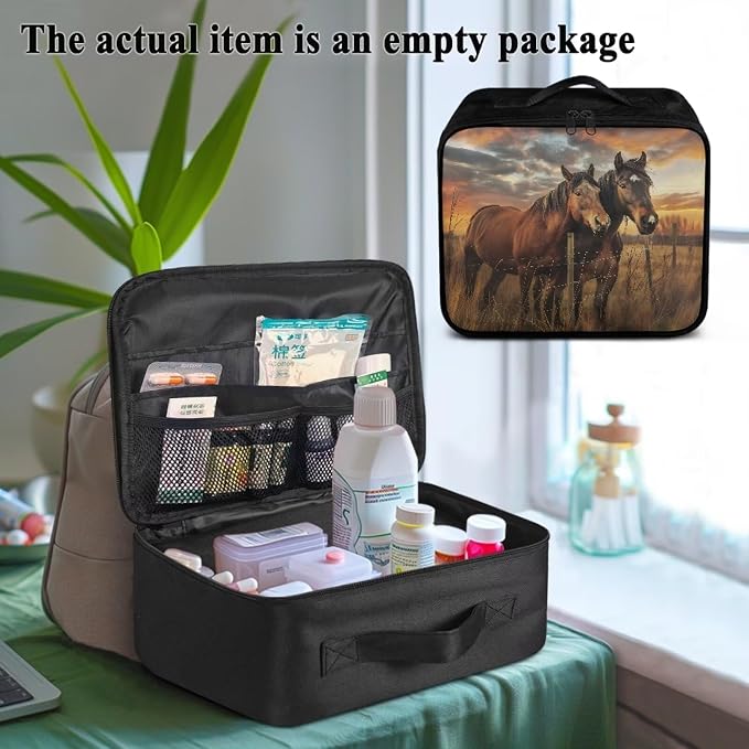 Rnyleeg Horse First Aid Kit Empty for Home Medical Kit for College Dorm Travel First Aid Bag Emergency Supplies Small Compact Bag for Men