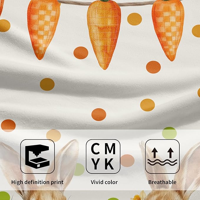 Giwawa Easter Bunny Hand Towels Eggs Carrot Dish Washing Cloth Set of 2 Soft Absorbent Fingertip Face Tea Towel for Kitchen Bathroom Holiday Decor
