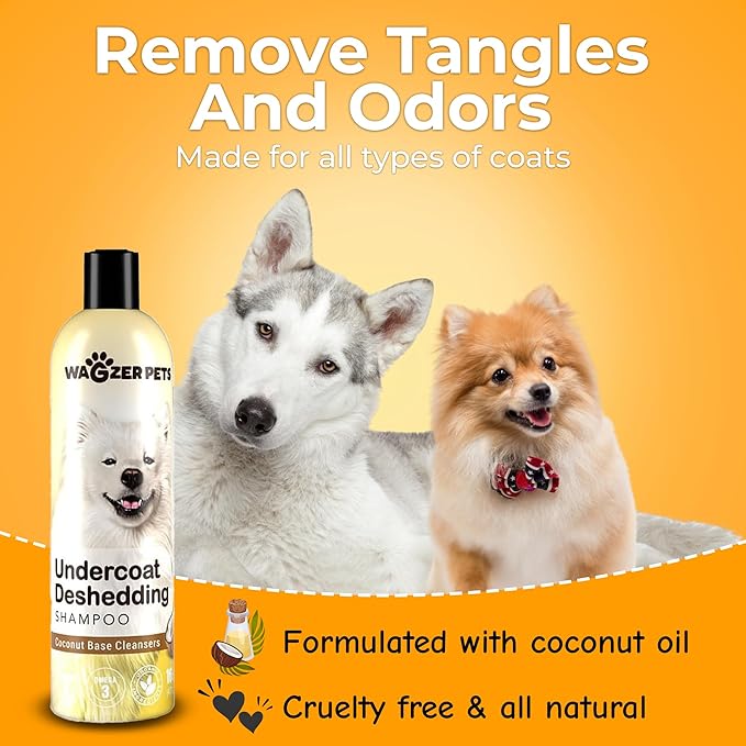 Wagzer Highly Concentrated 16oz Dog Shampoo | Makes up to 3.2 Gallons | Coconut-Based with Vitamin E, Omega 3 & 6 | Nourishes Coat, Reduces Excess Shedding | Made in USA for All Dog Breeds