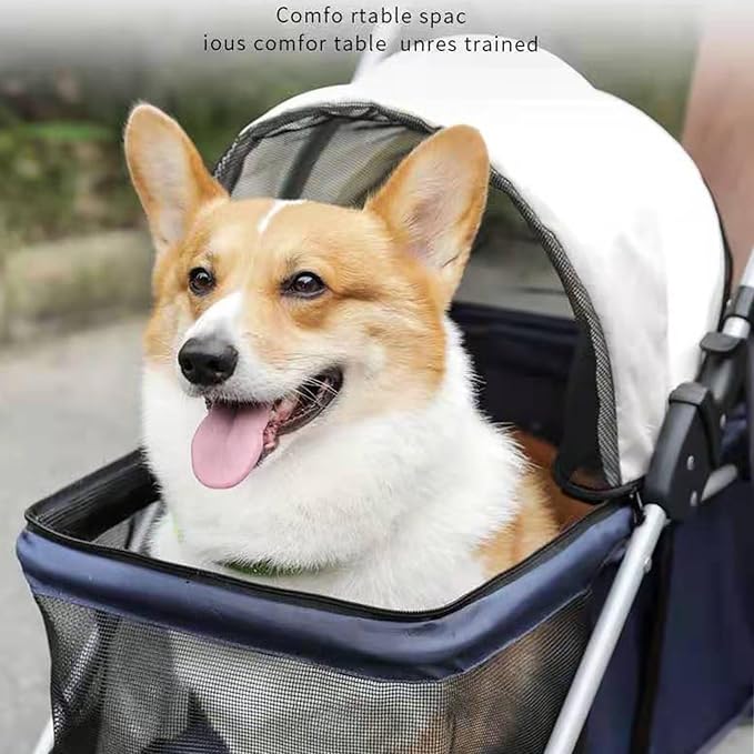 Outdoor Portable Foldable 4-Wheel Pet Cart for Small,Medium-Sized Dogs and Cats with Cup Holder,Travel Pet Small Lightweight Cart (Pink)