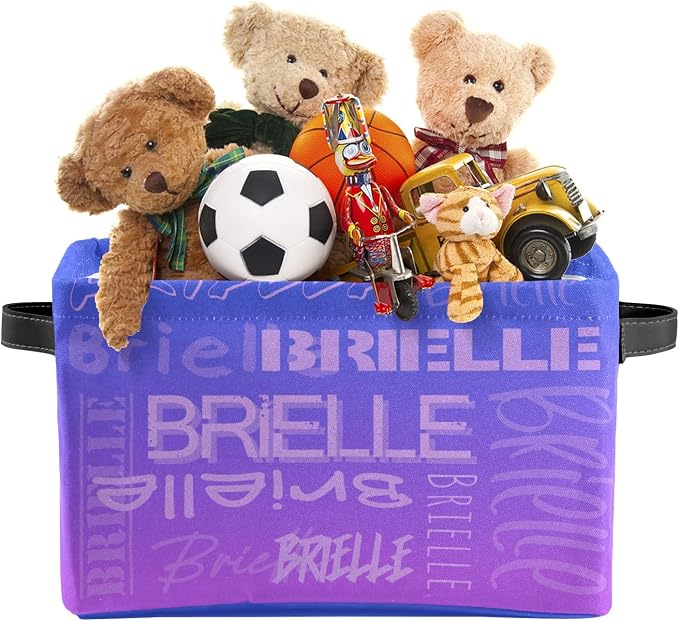 Personalized Storage Bins with Name Custom Kids Storage Basket Cubes Organizer with Handles for Organizing Boys and Girls Toys Shelf Closet Nursery Baskets Boxes, 1 Pack