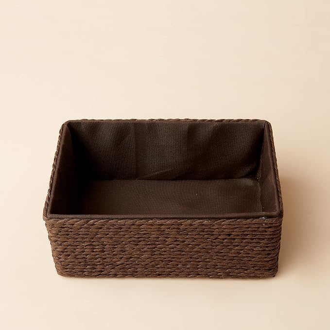 LA JOLIE MUSE Bathroom Basket Organizers, Paper Rope Storage, Brown 4 Pack