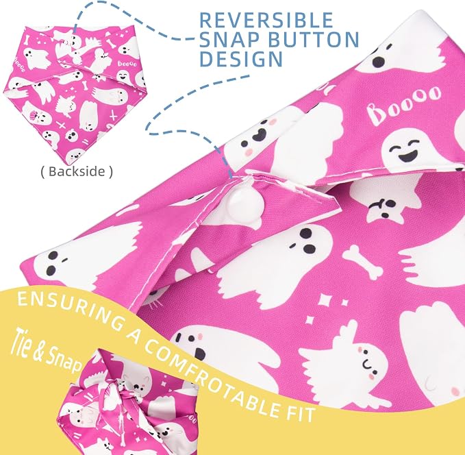 Halloween Dog Bandanas Pink Ghost Boo Costumes for Large Pets