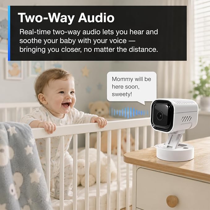 Upgraded 1080P Mini Camera for Home, Office, Pets & Baby Monitoring Compact Wireless Indoor Security Camera with AI Motion Detection, Auto Night Vision & 2-Way Audio,Cloud Storage