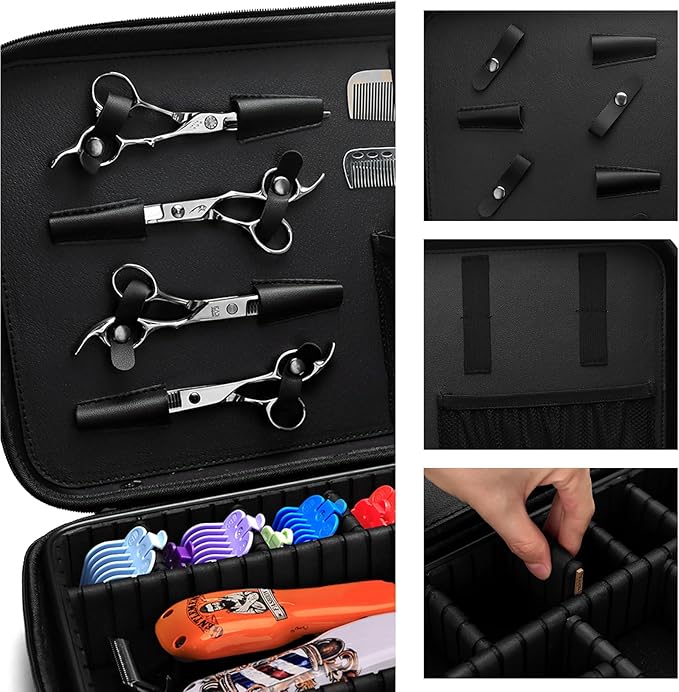 Barber Carrying Case,Barber Case, Stylist Tool Box Professional Salon Hair Cutting Grooming Kit Storage Organizer for Clippers, Scissors, Barber Supplies(Large)