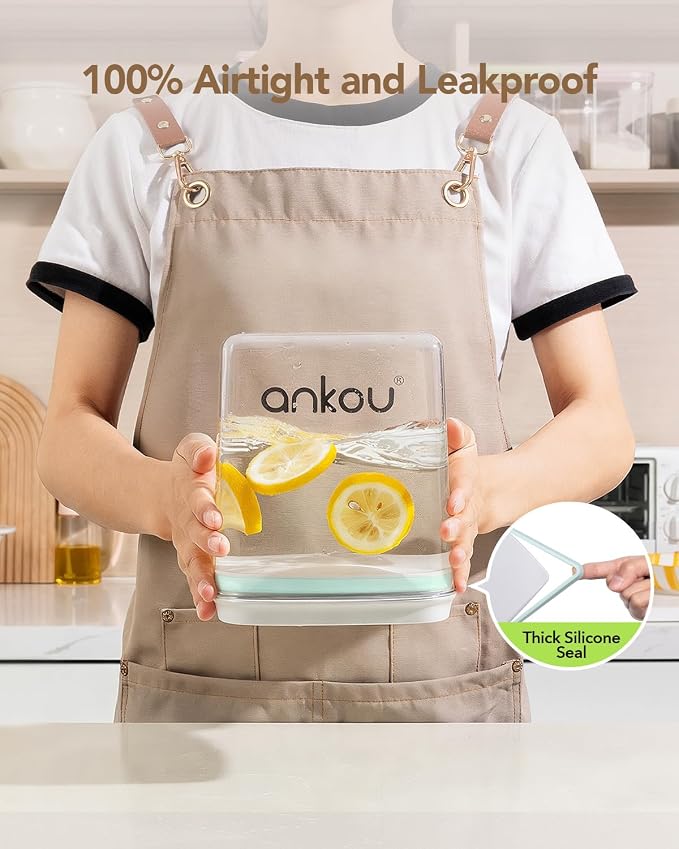 Ankou Food Storage Container Sets, 2.8 Qt *2+ 4.2 Qt *4 Airtight Canisters with Lids and 130ml Scoop, BPA-Free Plastic Pantry Containers for Flour, Sugar, Rice
