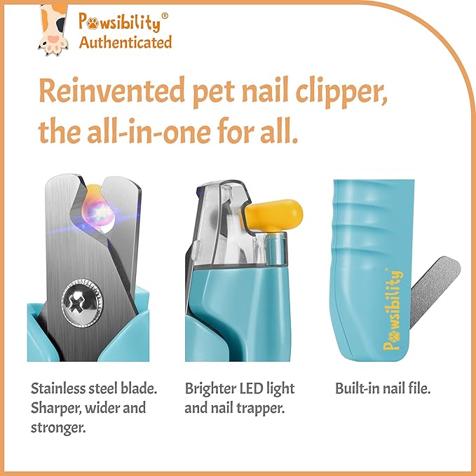 Pawsibility - Reinvented Pet Nail Clippers for Your Pal - USB Rechargeable LED Light for Bloodline | Razor Sharp and Durable Blade | Vets Recommended Trimming Tool for Dogs and Cats
