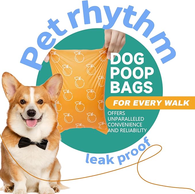 Citrus Scented Dog Poop Bags - 42 Rolls 630 counts Leak Proof | Extra Large 13x9 Inch Orange Dog poop bags rolls with Dispensers, Fragrance Bags for Dogs Walking and Cat Litter