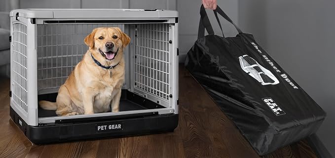 Pet Gear The Other Door 4 Door Steel Crate for Dogs/Cats, 36", Sea Salt | Garage-Style Door, Includes Removable Tray, No Tools Required
