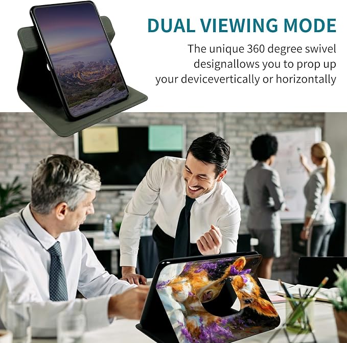 Case for Samsung Galaxy Tab S6 Lite 10.4" 2024/2022/2020, 360 Degree Rotating Stand with Multi-Angle Vertical & Horizontal Viewing Shockproof Protective Shell for Women Men, Lavender Cow