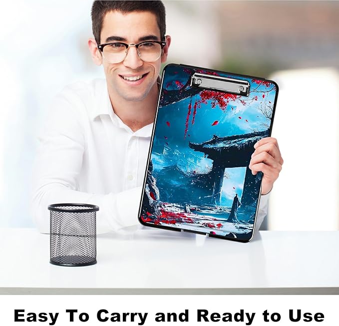 Red Leaf Castle A4 Clipboard with Storage Pen Holder, Clipboards Organizer Nursing Clipboard Foldable File Folder Plastic Clipboard Folio Clip Board for Office Students Classroom Doctor