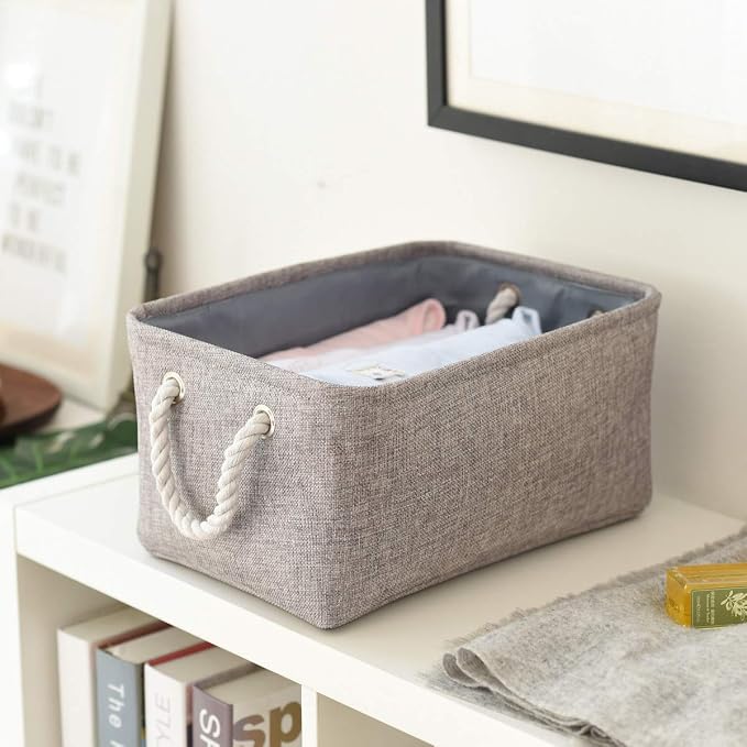 Large Storage Bins Basket, 2 Pack Grey Fabric Storage Cubes for Changing Table Nursery Livingroom Kidsroom Playroom Toy, Collapsible Storage Baskets for organizing Shelves Closet