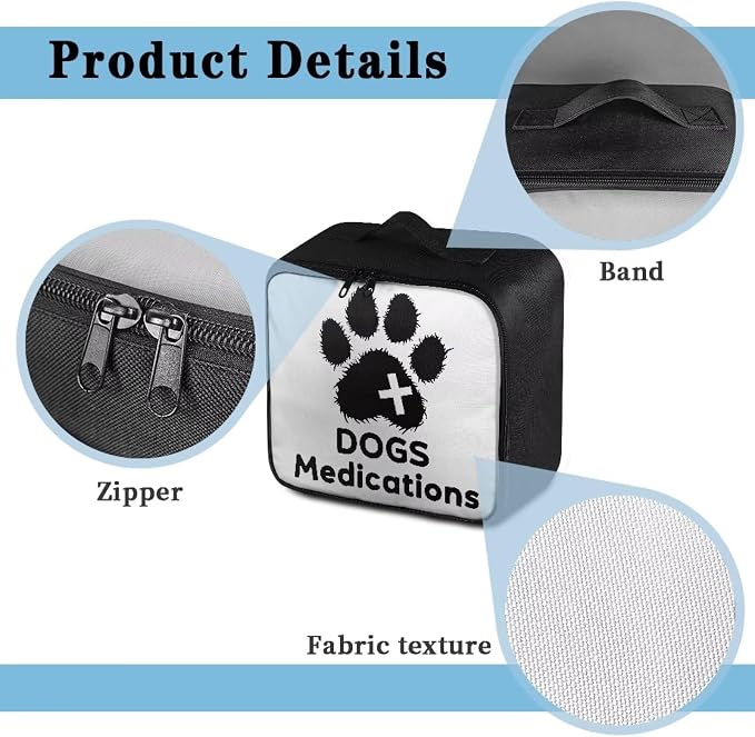 Rnyleeg Paw Prints First Aid Kit for Dog Empty First Aid Bag for Veterinary Medical Kit for Home Car Portable Travel Medical Supplies Bag