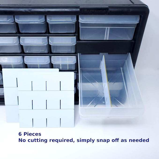 (24-Pack) Large Drawer Configurable Length Dividers compatible with Akro-Mils Plastic Storage Craft Cabinets, (Dividers Only)