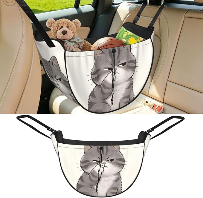 Cat Picking Nose Car Seat Organizer-Backseat Storage Bag for Travel | Waterproof Durable. Holds Snacks Gear Essentials. Fits Most Cars.