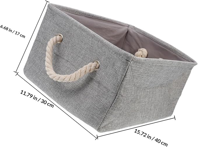 POPETPOP Portable Canvas Storage Basket Handle Versatile Organizer Bin for Toys Sundries and Pet Supplies Random Interior Colors