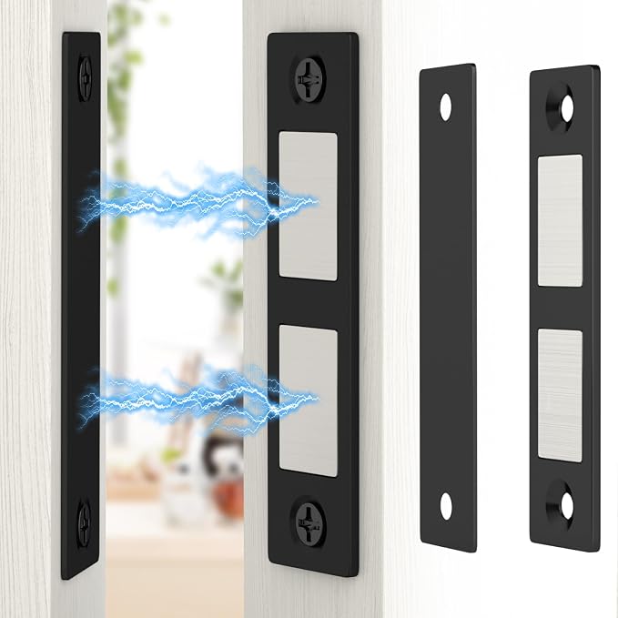 Jiayi 6 Pack Ultra Thin Magnets Latch, 30 Lb Kitchen Door Magnetic Catch Screw on Adhesive, Strong Cabinet Double Magnet Catch for Wardrobe Closet Door Drawer Wardrobe Cupboard Closing