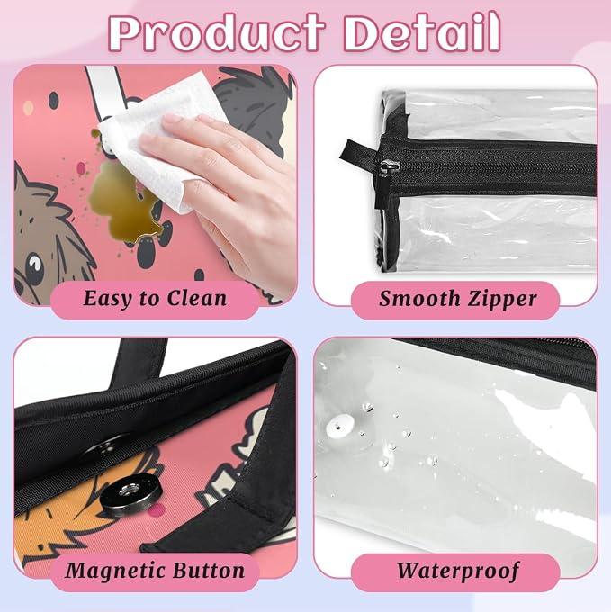Cute Dog Makeup Bag for Women Hanging Roll-Up Travel Organizer Toiletry Kit with 4 Removable Compartments, Dog Paw