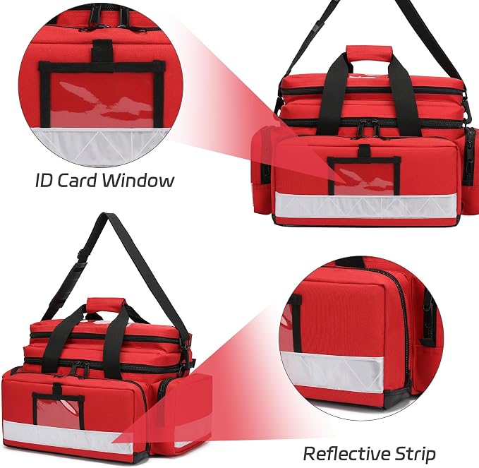 Medical Bag Empty First Responder Bag,Emergency Bag First Aid Kit Organizer,First Aid Bag with Detachable Dividers, Medical Bag for Nurses,Home Health Care, EMT