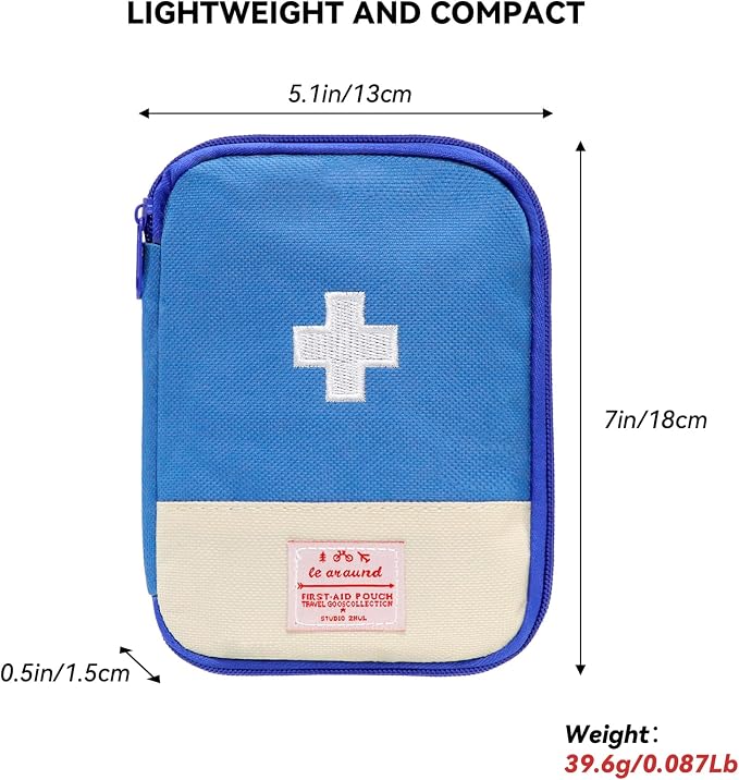 Faylapa 3 Pcs Mini Empty First Aid Bag, 7x5 inches Mini Portable Medical Pouch, Travel Emergency Multifunction Emergency Storage Bag for Hiking, Home, Travel, Camping, Outdoor, Car, Office(Bag Only)