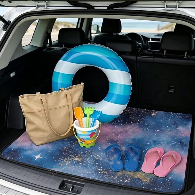 Howilath Pink Blue Starry Sky Trunk Liners for Cars Non-Slip Rear Trunk Cover Universal Interior Accessories Fits Most Sedan & SUV