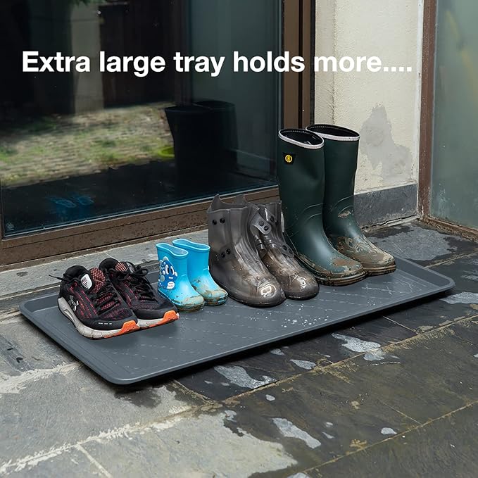 Boot Tray Extra Large 40"x20" - All-Weather, Multi-Purpose | Water-resistant recycled polypropylene, 1.25" raised edges – ideal for mudroom, entryway, garage, pet feeding mat or potted