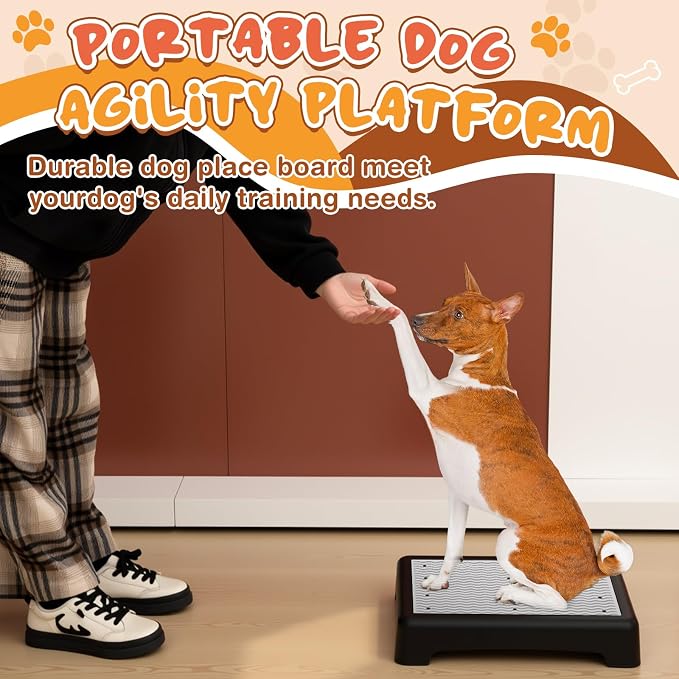 2 Pcs Dog Training Platform Dog Place Board with Non-Skid Surface, Portable Agility Platform, Puppy Training Stand Equipment Suitable for Small, Medium Dogs (Not for Large Dog)