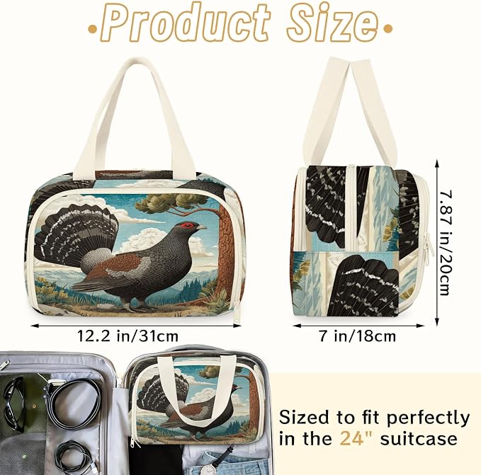 Wood Grouse Travel Toiletry Bag for Women | Serene Forest Lightweight Waterproof Makeup Cosmetic Bag Large Tote Organizer for Traveling, Toiletries, Accessories