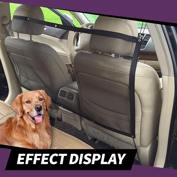 Black Fence, Pet Barrier Backseat Mesh, Car Divider Net, Dog Guardrail, SUV Pickup Small Car (45.2In x 24.4In)