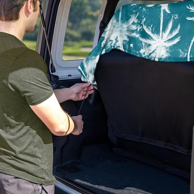 Renewold Car Back Seat Pet Cover for Dogs Cats Auto Seat Towel Cover Vehicles Rear Bench Towel with Storage Bag Blanket for Yoga Picnic Gym Tropical Coconut Tree Car Travel Accessories Decor Large
