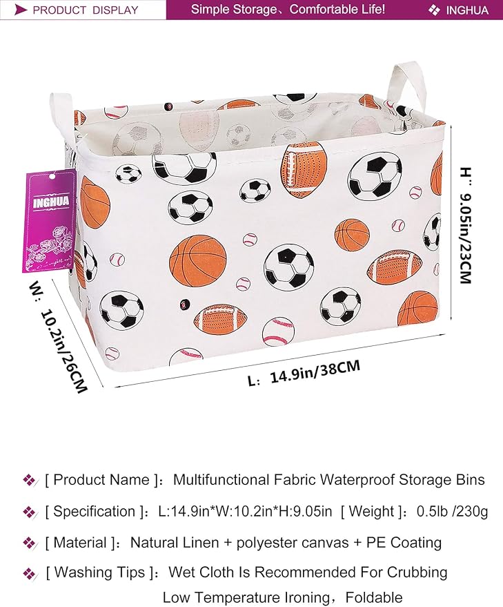 Rectangular Ball game Storage Basket | Gifts Bag for Toys,Books,Clothes,Gifts,Pets-Perfect for Home,Office,Nursery,Dorm,Shelf