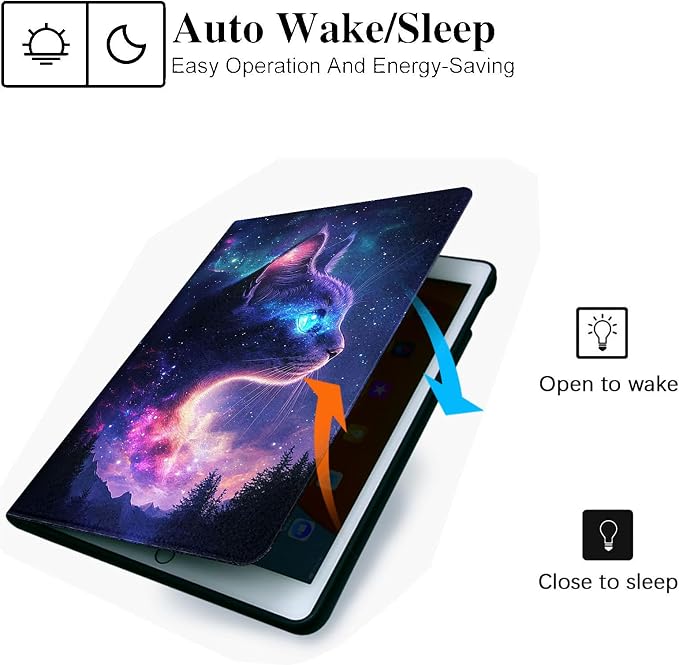 for Microsoft Surface Go 4/3/2/1-10.5" 2021 Tablet Case,Auto Wake/Sleep,Adjustable Stand Protective Cover - Galaxy Cat
