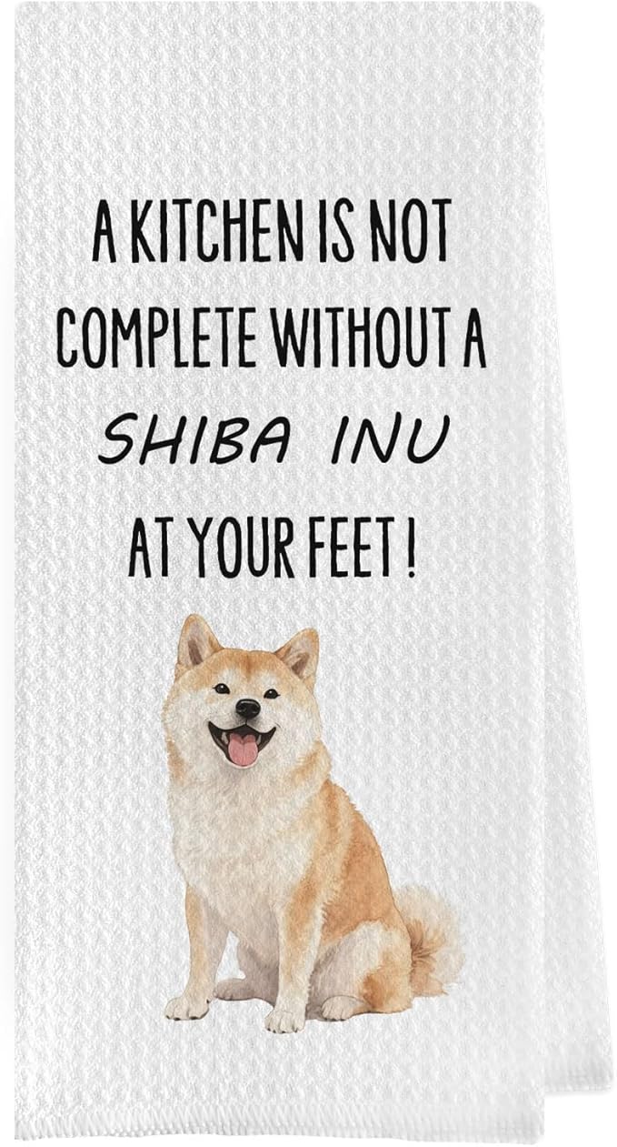 Shiba Inu Kitchen Towels - Funny Shiba Inu Gifts Waffle Weave Dish Towels, Gifts for Dog Lovers Decorative Hand Tea Towel, 16x24 Inch