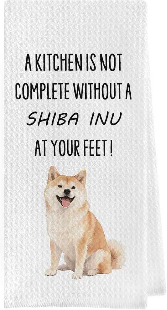 Shiba Inu Kitchen Towels - Funny Shiba Inu Gifts Waffle Weave Dish Towels, Gifts for Dog Lovers Decorative Hand Tea Towel, 16x24 Inch