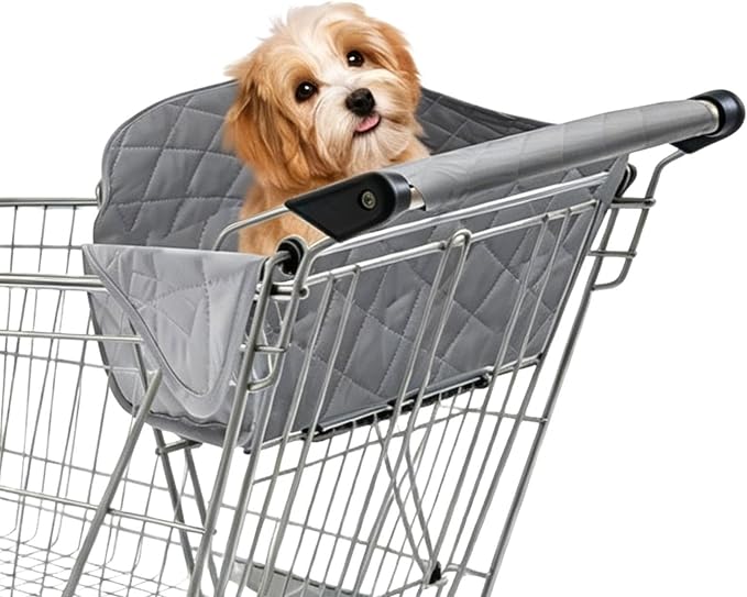 Portable Shopping Cart Cover for Dogs, with Jump Prevention Guard, 57x37x40cm, Pet Grocery Cart Seat Cover with Carry Bag, Pet Travel Shopping Protector, Stain Resistant, for Supermarket Outdoor