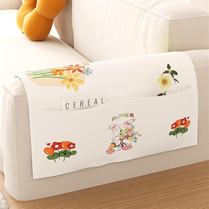 Anti-Slip Sofa Armrest Organizer Dustproof Couch Arm Covers with 3 Pockets Universal Non-Slip Arm Rest Covers for Sofa Waterproof Furniture Protector Arm Chair Covers(50*115cm (with three pocket